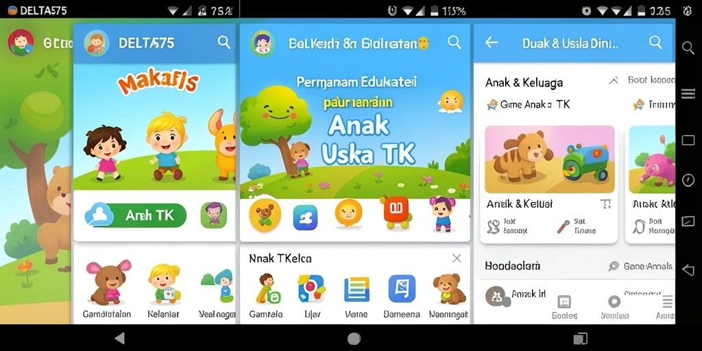 Tampilan antarmuka menyenangkan dari aplikasi Game Anak TK DELTA575.