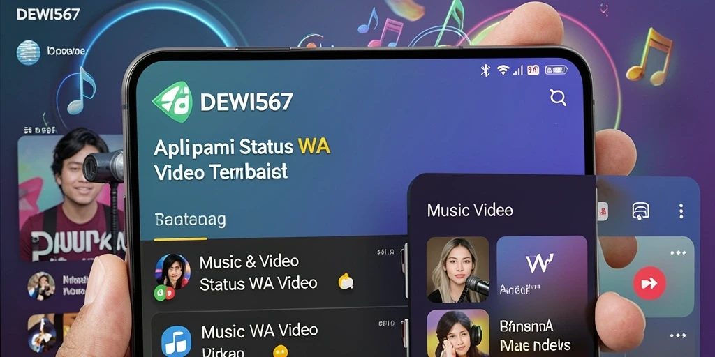 Antarmuka DEWI567 menampilkan pilihan video status yang beragam dan menarik.