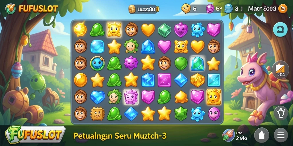 Tampilan antarmuka FUFUSLOT dengan elemen puzzle yang berwarna-warni.