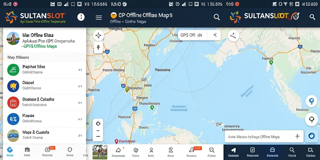 Tampilan antarmuka SULTANSLOT yang user-friendly untuk GPS Offline Maps.