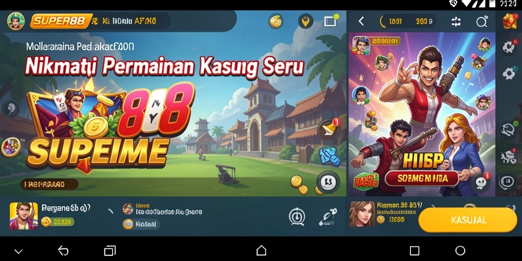 Antarmuka SUPER88 yang cerah dan atraktif, siap memberikan keseruan.