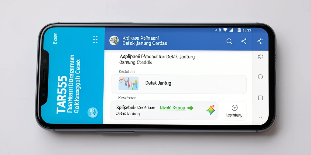 Tampilan antarmuka aplikasi Detak Jantung TAR555 yang menarik dan informatif.